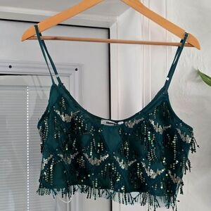 NWT Showpo Khrizza Green Sequin Embellished Crop Top
